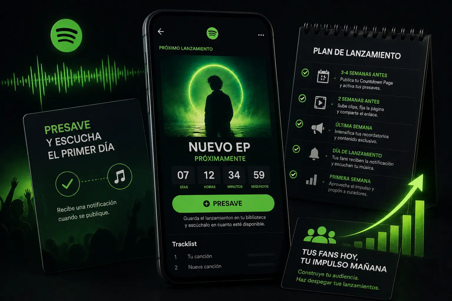 Presaves y Countdown Pages: cómo ganar tu semana de lanzamiento antes de publicar la canción